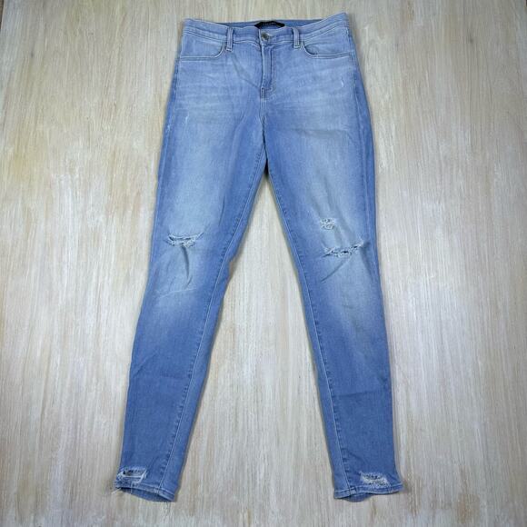 J Brand Maria Superstar Destr High Rise Distressed Skinny Leg Denim Jeans 29 - Picture 1 of 16